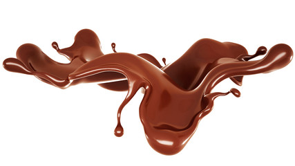 A splash of chocolate. 3d illustration, 3d rendering.