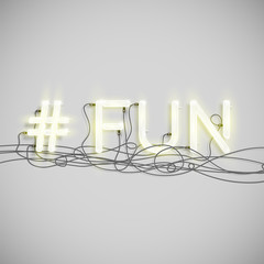 Realistic neon hashtag  word, vector illustration