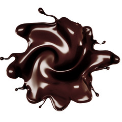 A splash of chocolate. 3d illustration, 3d rendering.