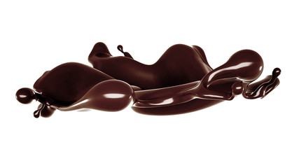 A splash of chocolate. 3d illustration, 3d rendering.