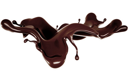 A splash of chocolate. 3d illustration, 3d rendering.