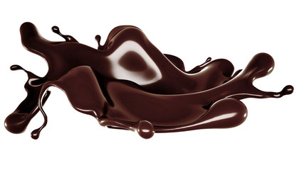 A splash of chocolate. 3d illustration, 3d rendering.