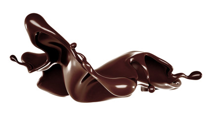 A splash of chocolate. 3d illustration, 3d rendering.