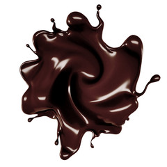 A splash of chocolate. 3d illustration, 3d rendering.