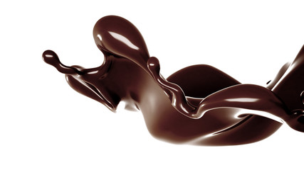 A splash of chocolate. 3d illustration, 3d rendering.