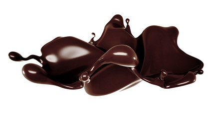 A splash of chocolate. 3d illustration, 3d rendering.