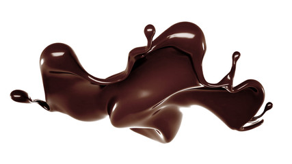 A splash of chocolate. 3d illustration, 3d rendering.