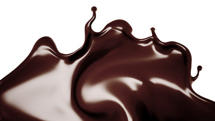 A splash of chocolate. 3d illustration, 3d rendering.