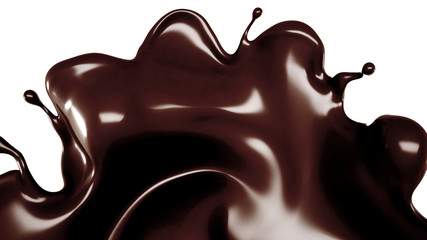 A splash of chocolate. 3d illustration, 3d rendering.