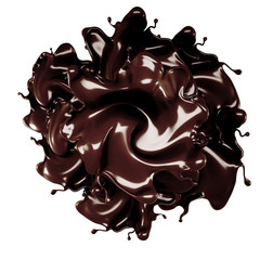 A splash of chocolate. 3d illustration, 3d rendering.