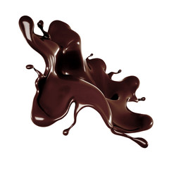 A splash of chocolate. 3d illustration, 3d rendering.