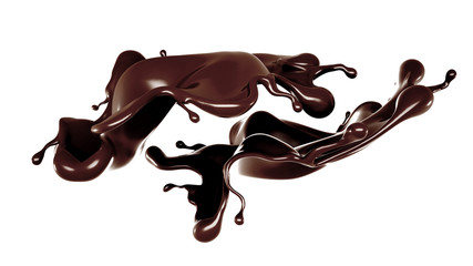 A splash of chocolate. 3d illustration, 3d rendering.