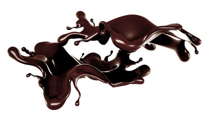 A splash of chocolate. 3d illustration, 3d rendering.