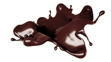 A splash of chocolate. 3d illustration, 3d rendering.