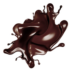A splash of chocolate. 3d illustration, 3d rendering.