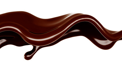 A splash of chocolate. 3d illustration, 3d rendering.