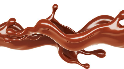 A splash of chocolate. 3d illustration, 3d rendering.