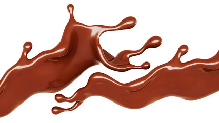 A splash of chocolate. 3d illustration, 3d rendering.