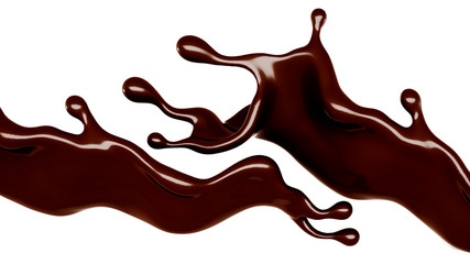 A splash of chocolate. 3d illustration, 3d rendering.