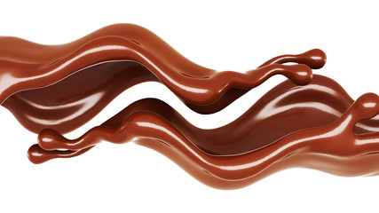 A splash of chocolate. 3d illustration, 3d rendering.