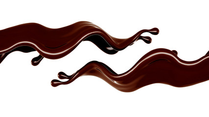 A splash of chocolate. 3d illustration, 3d rendering.