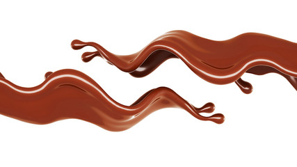 A splash of chocolate. 3d illustration, 3d rendering.