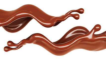 A splash of chocolate. 3d illustration, 3d rendering.