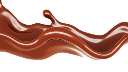 A splash of chocolate. 3d illustration, 3d rendering.