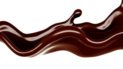 A splash of chocolate. 3d illustration, 3d rendering.