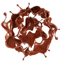 A splash of chocolate. 3d illustration, 3d rendering.