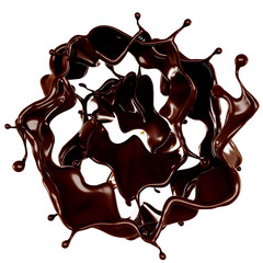 A splash of chocolate. 3d illustration, 3d rendering.