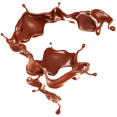 A splash of chocolate. 3d illustration, 3d rendering.