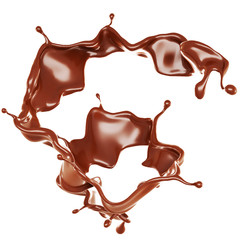 A splash of chocolate. 3d illustration, 3d rendering.