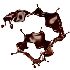 A splash of chocolate. 3d illustration, 3d rendering.