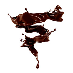 A splash of chocolate. 3d illustration, 3d rendering.