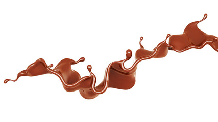 A splash of chocolate. 3d illustration, 3d rendering.