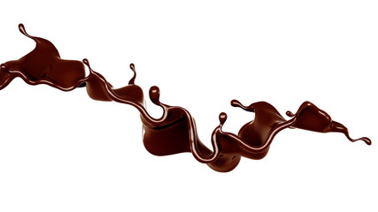A splash of chocolate. 3d illustration, 3d rendering.