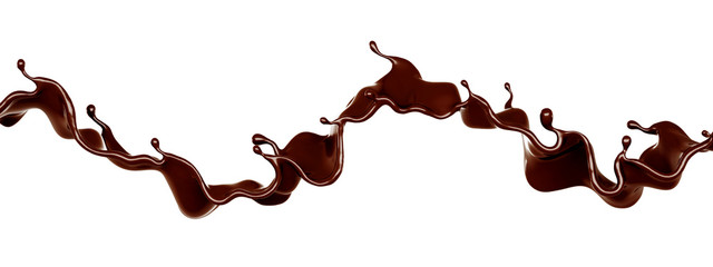 A splash of chocolate. 3d illustration, 3d rendering.
