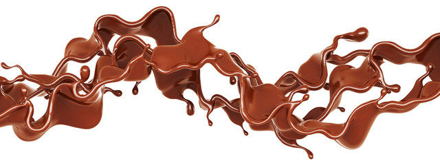 A splash of chocolate. 3d illustration, 3d rendering.