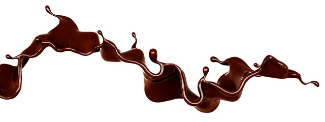 A splash of chocolate. 3d illustration, 3d rendering.