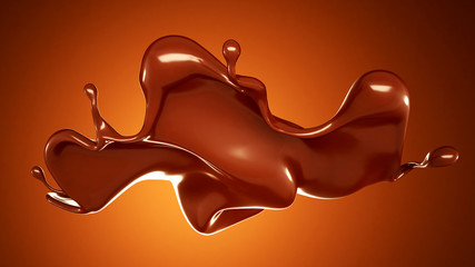 A splash of chocolate on a brown background. 3d illustration, 3d rendering.