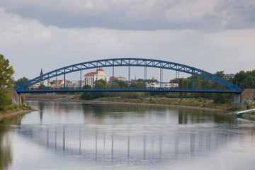 Fototapeta na wymiar View of the Star bridge, Magdeburg, Germany