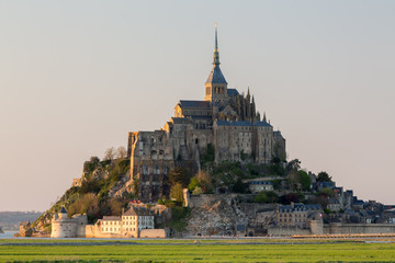 Famous Mont Saint Michel cathedral, Normandy, France, Europe