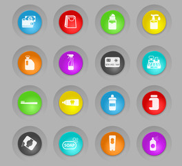 chemicals store colored plastic round buttons icon set