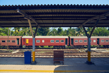 old train waiting for passengers at the station