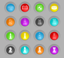chess colored plastic round buttons icon set