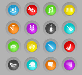 classic instruments colored plastic round buttons icon set