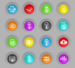 social network colored plastic round buttons icon set