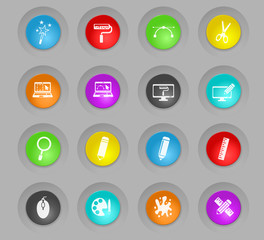 design colored plastic round buttons icon set
