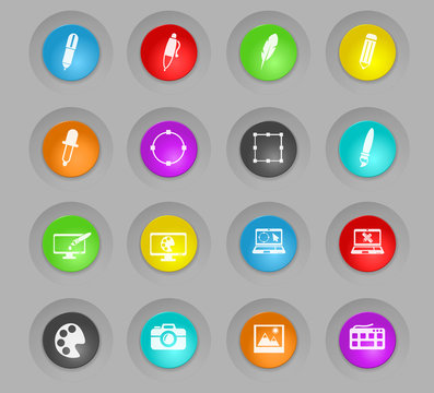 design colored plastic round buttons icon set